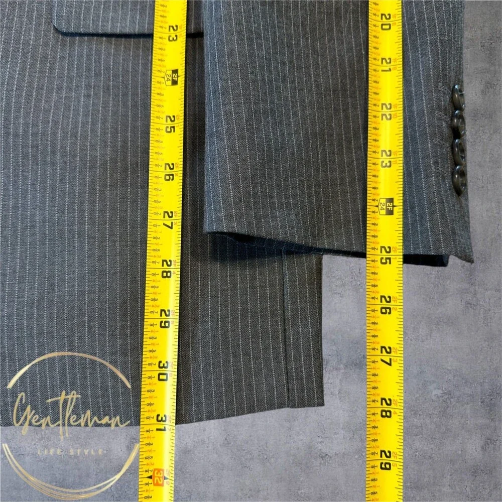 MERONA Mens Blazer Sport Coat Two Button Jacket 42R Gray Striped Suit Jacket